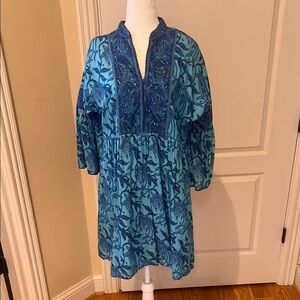 Elegant Blue Embroidered Dress